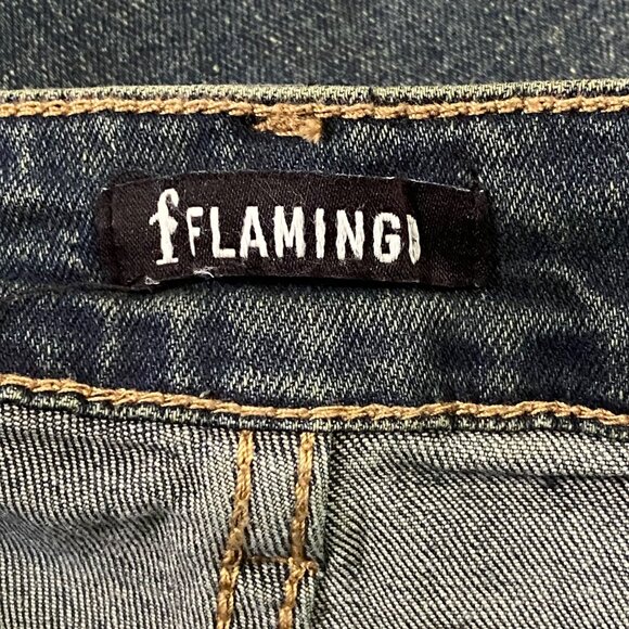 Flamingo Wide Leg Jeans 2XL Blue Plus Size Boho Hippie Curvy Dark Feminine - Picture 3 of 4